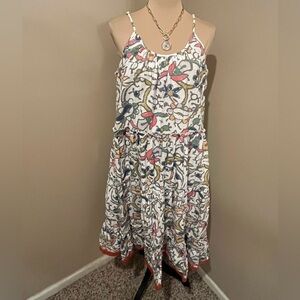 THML Anthropologie Cream Multicolor Flowy Floral sundress, Lined,